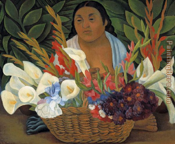 Flower Seller painting - Diego Rivera Flower Seller art painting